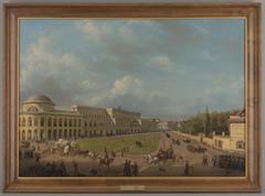 1833 Oil painting of Plac Bankowy, Warsaw by Wincenty Kasprzycki