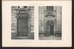 Two entrance portals of buildings in Vienna, one from the Ministry of the Interior and one from the Barmherzigen Hospital, circa 1884-1894