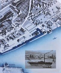 Historical view of the area between Bellevue and Stadelhoferplatz in Zürich around 1846 showing the new harbor, Kornhaus, Bauschänzli, and old town hall near Bürkliplatz