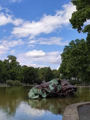 Wrinkled roof of Staatsoper symbolic artwork on climate change 2022 in upper Schlossgarten Stuttgart
