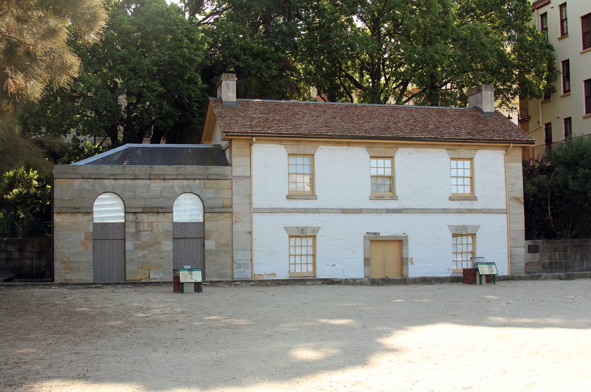 Front view of Cadman's Cottage heritage site in The Rocks Sydney