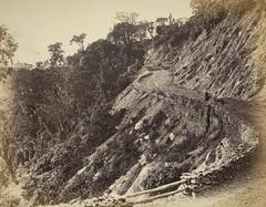 Historic construction of Darjeeling Hill Road at Kurseong in 1865 connecting Darjeeling to Siliguri