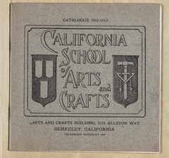 1908 California School of Arts and Crafts catalogue cover with historical Berkeley school building background