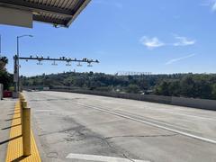 Westbound busway platform at Cal State LA station in March 2025