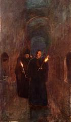 Ancient Christian procession in the Catacomb of Callixtus
