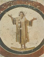 Christian in Rome in orante praying position from Die Malereien der Katakomben Roms