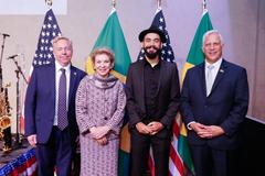 US Consul General David Hodge with Marta Suplicy, Eduardo Kobra, and Douglas Koneff at 4th of July celebration in São Paulo