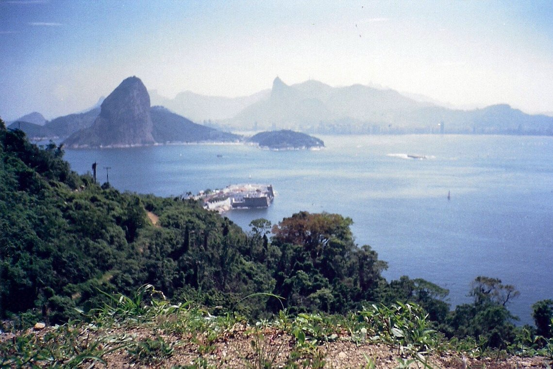 View of the Guanabara Bay in Rio de Janeiro, Brazil, showing the defensive fortifications of Santa Cruz, Laje, and São João