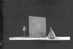 Scene from the 1948 Cameri Theater play 'He Walked Through the Fields' with stage design by Aryeh Navon