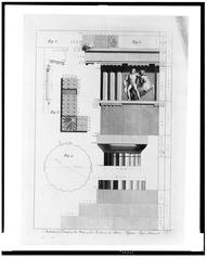 Architectural details of the portico of the Parthenon of Athens with figures from the Elgin Saloon engraving