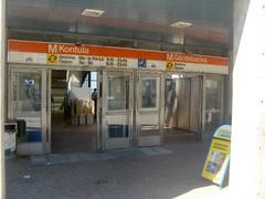 Kontula metro station entrance in Helsinki with modern architectural design