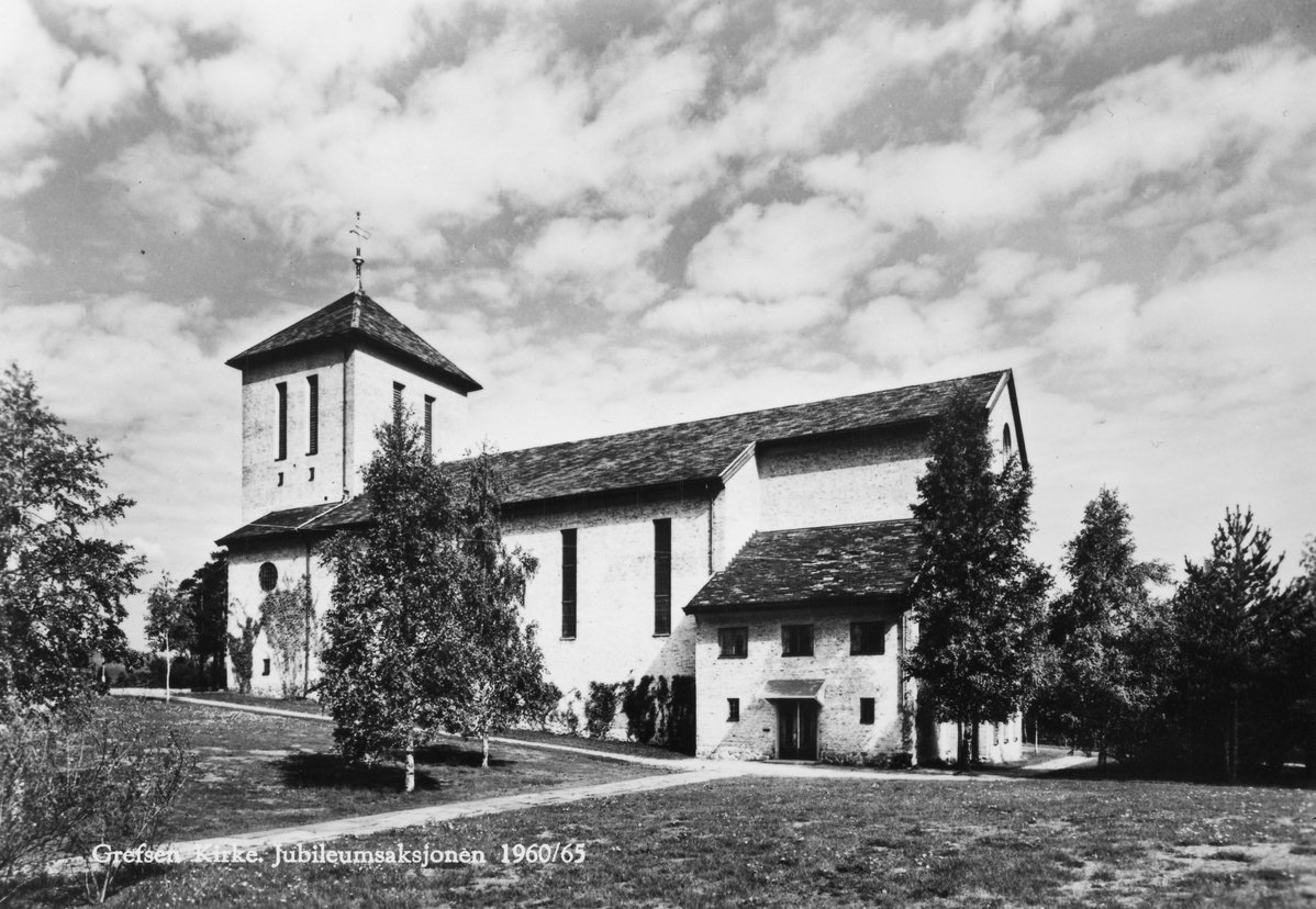 Grefsen kirke church exterior in Oslo around 1960-1965