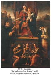 Madonna of the Rosary painting by Giuseppe Hyzler in St. Dominic Church Valletta