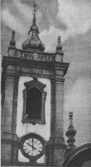Old photograph of the bell tower of Igreja de São Francisco de Paula in Rio de Janeiro