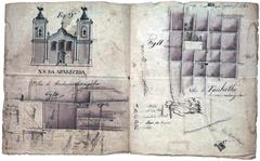 Antique hand-drawn maps of the villages Pindamonhangaba and Taubaté