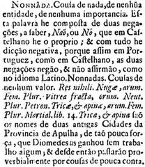Old Portuguese and Latin vocabulary book page titled 'nônnada'