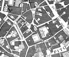 Historical 1748 Nolli Map section showing Monastero di Tor de' Specchi in Rome