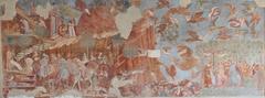 Medieval fresco depicting the Triumph of Death with skeletons and human figures