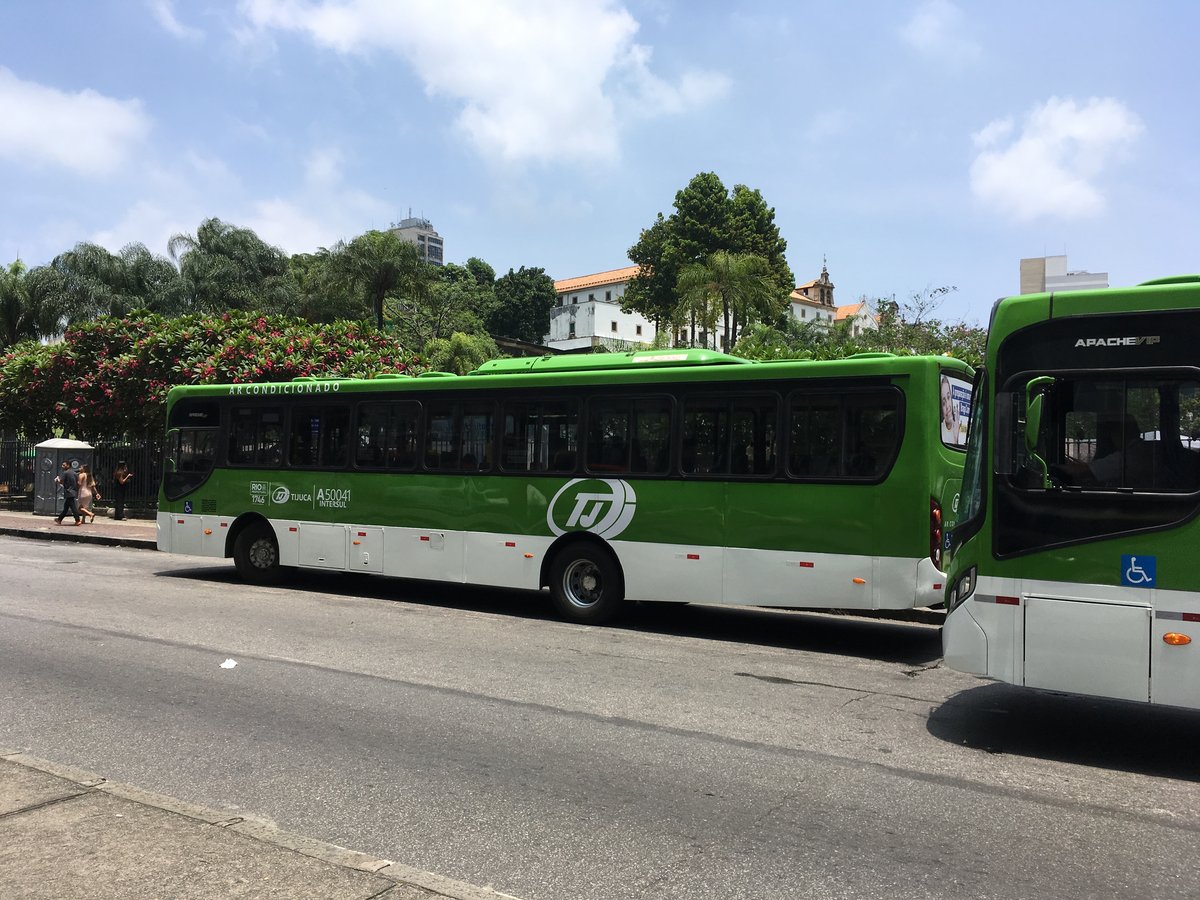 Bus of line 229 by Auto Viação Tijuca at the final stop Largo da Carioca in downtown Rio de Janeiro, Brazil