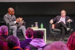 Buzz Bissinger speaking at the Canadian War Museum
