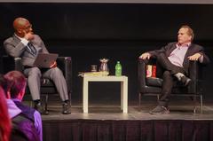 Buzz Bissinger speaking at the Canadian War Museum