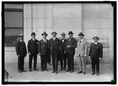 Group portrait of Cuban War Mission members including Capt. Tabio, Lazama, Carricarti, Gen. Marti, Kear, Wittermyer, Vander Gutch and Maj. E. Bonick
