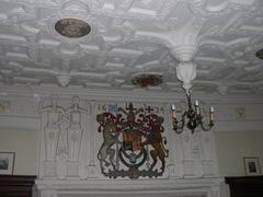 King James VI Arms displayed on the Great Hall Mantle at Muchalls Castle, Scotland, dated 1624