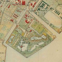 Old map detail of Tokyo Hama Rikyu garden