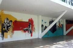 Graffiti art on the facade of Museu Afro Brasil in São Paulo