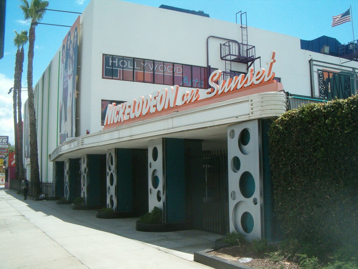 Earl Carroll Theatre building in Los Angeles with Nickelodeon On Sunset signage