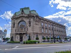 A scenic view of Belgrade city with historical buildings and the river