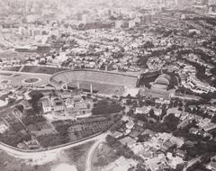 Aerial view of Estádio Municipal Paulo Machado de Carvalho (Pacaembu) in São Paulo, Brazil