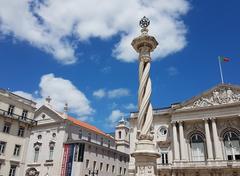 View of Municipal Square in Lisbon, Portugal with historical buildings