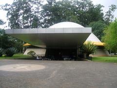Exterior view of Planetário do Ibirapuera in São Paulo, Brazil under blue sky
