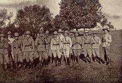 Colonel Afro Marcondes Rezende and officers of the 2nd Battalion of the Public Force of São Paulo during occupation in Porto Francisco
