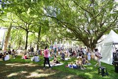 Polo Cervejeiro beer event at Praça Carlos Gomes with people enjoying outdoor gathering