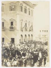 Historical festivity at Prainha, now Praça Mauá, marking the official start of Avenida Central construction works