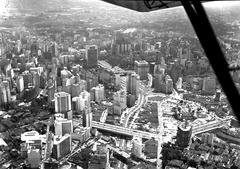 Aerial view of the city of São Paulo, Brazil with dense urban buildings and roads