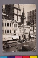 Pointillist view of Praça do Patriarca in São Paulo, artwork from Werner Haberkorn collection
