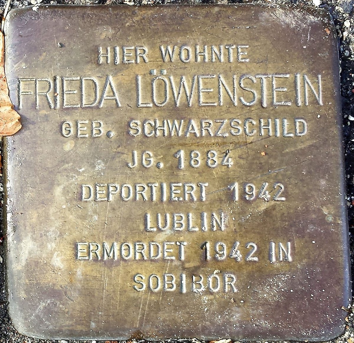 Stolperstein dedicated to Frieda Löwenstein Geb. Schwarzschild in Wiesbaden, Germany