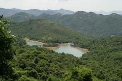 Hebe Reservoir scenic view with calm water and greenery