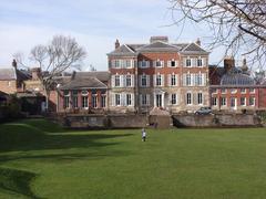 Back view of York House in Twickenham with historic architectural details