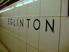 Vitrolite tiling on the walls of Eglinton station in Toronto