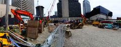 Panoramic view of construction site for Eglinton TTC Station expansion in 2017