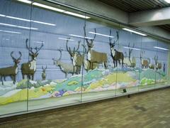 Barren Ground Caribou artwork by Joyce Wieland at Spadina subway station TTC