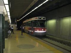 Spadina streetcar arriving at Spadina TTC station mezzanine