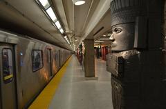 Museum TTC subway station platform with tracks and signage