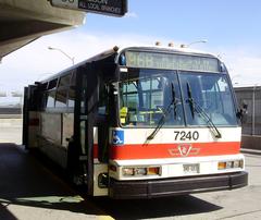 Toronto Transit Commission bus 7240, a NovaBus RTS diesel bus, at Wilson station on 96B Wilson route in North York Ontario Canada