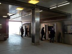 Wilson TTC subway station platform with trains in Toronto