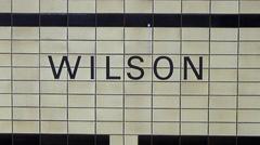 Wilson station signage in Helvetica typeface